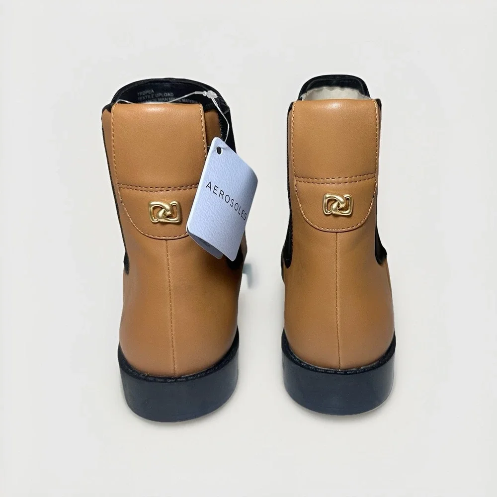 Aerosoles Women's Tropea Faux Leather‎ Ankle Boot Tan Slip On Boots 7.5 *NEW*